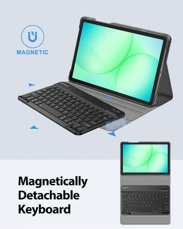 Alt view image 5 of 7 - Keyboard Case for Samsung Galaxy Tab A11+ Plus 2025/ A9+ Plus 11 Inch 2023, Slim Lightweight Stand Cover with Magnetically Detachable Wireless Bluetooth Keyboard, Black