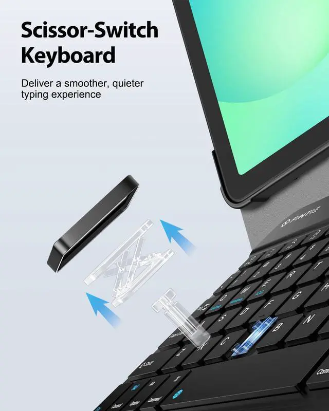 Alt view image 7 of 7 - Keyboard Case for Samsung Galaxy Tab A11+ Plus 2025/ A9+ Plus 11 Inch 2023, Slim Lightweight Stand Cover with Magnetically Detachable Wireless Bluetooth Keyboard, Black