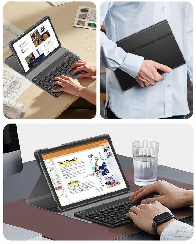 Alt view image 6 of 7 - Keyboard Case for Samsung Galaxy Tab A11+ Plus 2025/ A9+ Plus 11 Inch 2023, Slim Lightweight Stand Cover with Magnetically Detachable Wireless Bluetooth Keyboard, Black