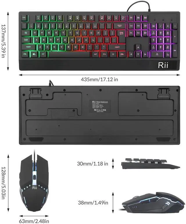 Alt view image 2 of 7 - Gaming Keyboard and Mouse Combo,USB Wired,104 Keys RGB LED Backlit Keyboard with Wrist Rest for PC/Laptop (Black)