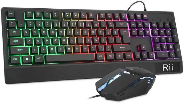 Main image of Gaming Keyboard and Mouse Combo,USB Wired,104 Keys RGB LED Backlit Keyboard with Wrist Rest for PC/Laptop (Black)