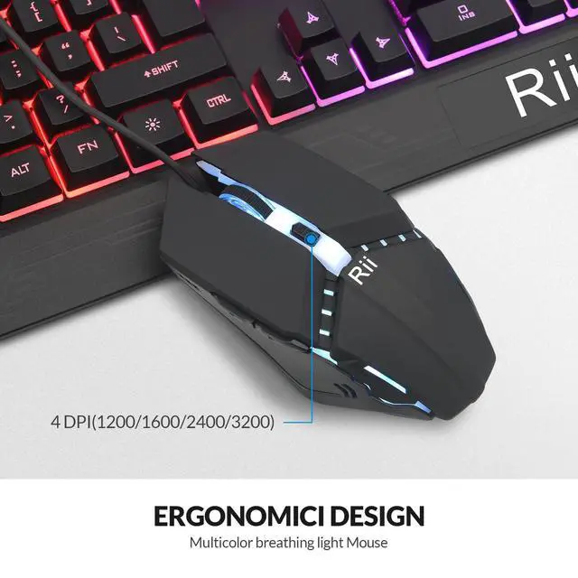 Alt view image 4 of 7 - Gaming Keyboard and Mouse Combo,USB Wired,104 Keys RGB LED Backlit Keyboard with Wrist Rest for PC/Laptop (Black)