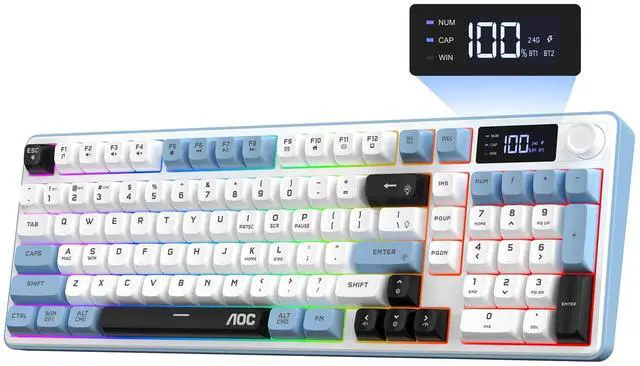 Main image of GK210 Wireless Gaming Keyboard with Display & Knob, Tri-Mode BT5.0/2.4GHz/Wired Connectivity RGB Backlit Keyboard with Number Pad, 98-Key Layout, 26-Key Anti-Ghosting, Compatible for Mac, Windows