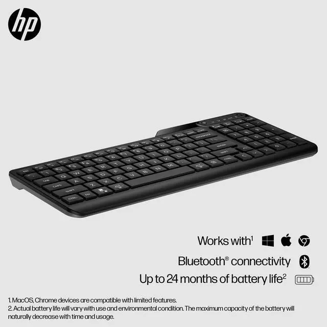 Alt view image 2 of 6 - 460 Multi-Device Bluetooth Keyboard - Bluetooth with Swift Pair to 3 Multi-Devices, Compatible with Windows/Mac/Chromebook, Laptop, Notebook Black (7N7B8AA)
