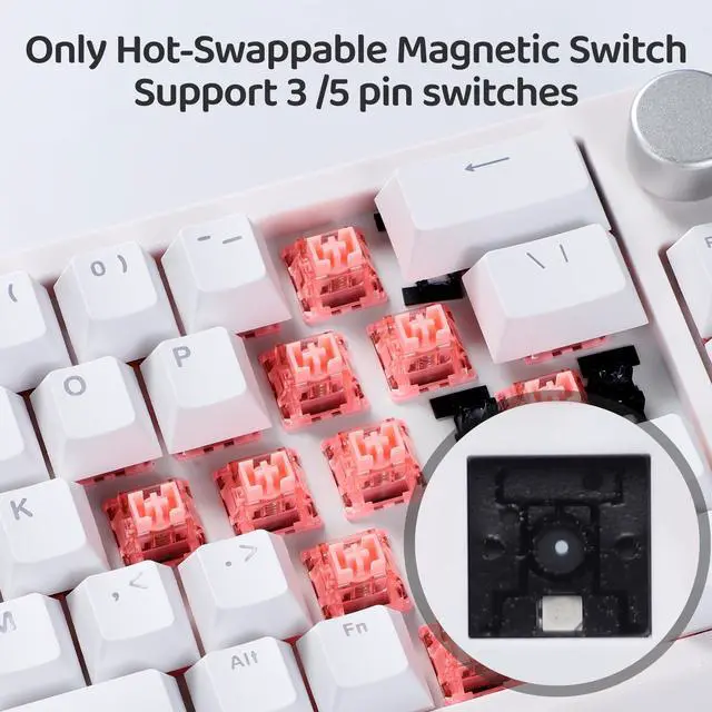 Alt view image 7 of 7 - 66Pro Rapid Trigger Magnetic Switch 65% Mechanical Keyboard,Hall Effect Gasket-Mounted RGB HotSwap Hyper-Fast Adjustable Actuation Wired Compact Gaming Keyboard with Knob(White)