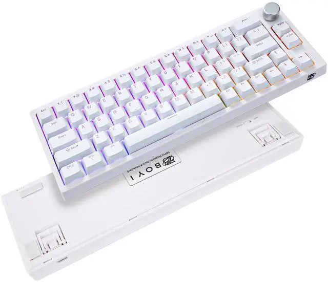 Alt view image 6 of 7 - 66Pro Rapid Trigger Magnetic Switch 65% Mechanical Keyboard,Hall Effect Gasket-Mounted RGB HotSwap Hyper-Fast Adjustable Actuation Wired Compact Gaming Keyboard with Knob(White)