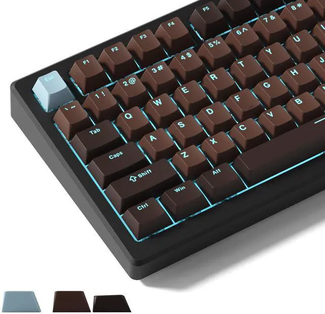 Main image of Shine Through Keycaps for Mechanical Keyboard, Retro Brown PBT Keycaps Cherry Profile Key Cap 60 65 75 100 Percent for 61/64/68/84/87/100/104/108 Retro Gaming Mechanical Keyboard