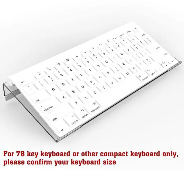 Alt view image 3 of 6 - Acrylic Tilted Computer Keyboard Stand for Compact Keyboard, 78 Keys Keyboard, with White Silicone Strip, 11.8 Inch Width