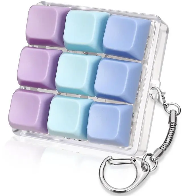 Main image of Keyboard Fidget Toy, 9-in- 1 Keyboard Keychain Push Bubble Sensory Fidget Toys, Anxiety and Stress Relief Gifts for Children Adults Friends (Purple and Blue)