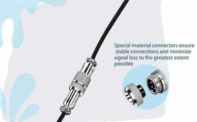 Alt view image 4 of 7 - Custom Coiled USB C Cable for Gaming Keyboard, Double-Sleeved Mechanical Keyboard Cable with Detachable Metal Aviator,USB-C to USB-A (1.8 M,Black)
