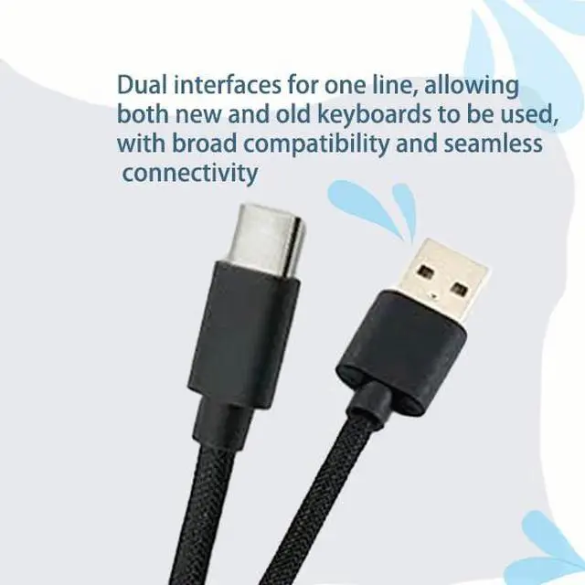 Alt view image 6 of 7 - Custom Coiled USB C Cable for Gaming Keyboard, Double-Sleeved Mechanical Keyboard Cable with Detachable Metal Aviator,USB-C to USB-A (1.8 M,Black)