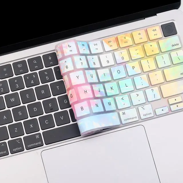 Alt view image 5 of 6 - 2 Pack Colorful Keyboard Cover for 2026-2023 MacBook Air 13"15" M5 M4 M3 M2, 2026-2021 MacBook Pro 14" 16" M5 M4 M3 M2 M1 Pro/Max,Keyboard Skin for 14.2" 16.2" MacBook Pro /13.6" 15.3"MacBook Air, US