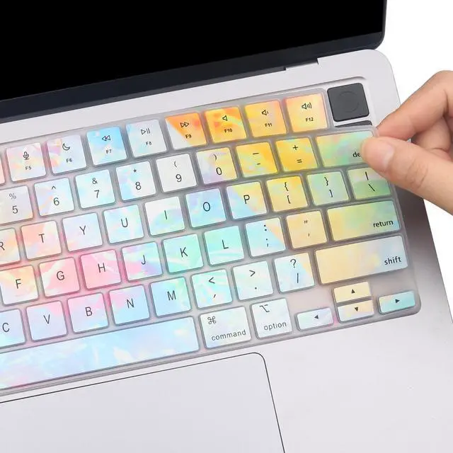 Alt view image 4 of 6 - 2 Pack Colorful Keyboard Cover for 2026-2023 MacBook Air 13"15" M5 M4 M3 M2, 2026-2021 MacBook Pro 14" 16" M5 M4 M3 M2 M1 Pro/Max,Keyboard Skin for 14.2" 16.2" MacBook Pro /13.6" 15.3"MacBook Air, US