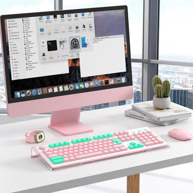 Alt view image 2 of 7 - Ergonomic Computer Keyboard Stand - Clear Acrylic Keyboard Riser Tilted Keyboard Holder Keyboard Tray with Lightpink Non-Slip Strip for Easy Typing at Home School Office Desk Accessories