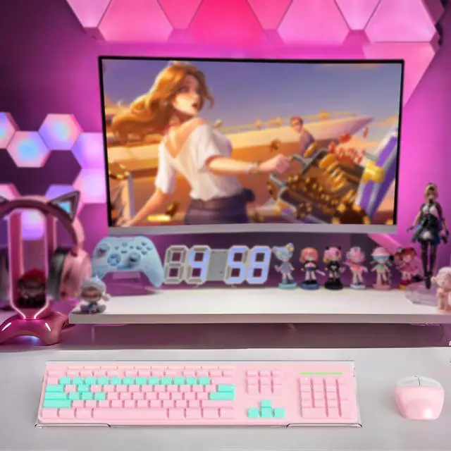 Alt view image 3 of 7 - Ergonomic Computer Keyboard Stand - Clear Acrylic Keyboard Riser Tilted Keyboard Holder Keyboard Tray with Lightpink Non-Slip Strip for Easy Typing at Home School Office Desk Accessories