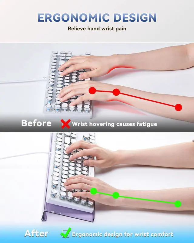 Alt view image 4 of 6 - Ergonomic Computer Keyboard Stand for Desktop (Clear Purple), Acrylic Keyboard Tilted Elevated Rack Key Board Tray Holder Riser Stand for Office Home Desk Work Supplies