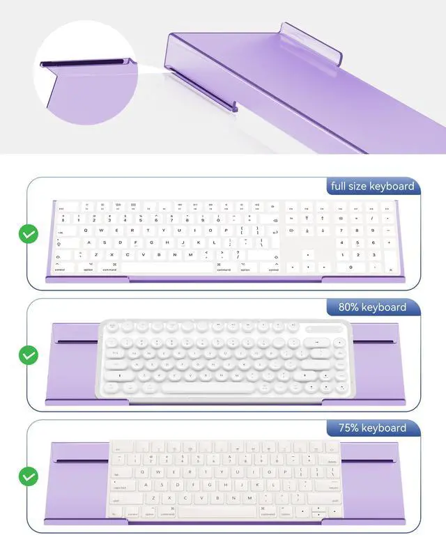Alt view image 5 of 6 - Ergonomic Computer Keyboard Stand for Desktop (Clear Purple), Acrylic Keyboard Tilted Elevated Rack Key Board Tray Holder Riser Stand for Office Home Desk Work Supplies
