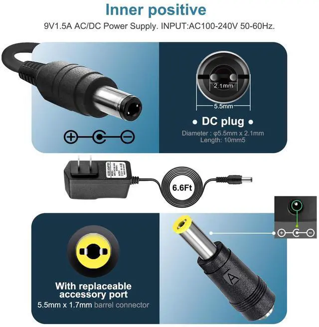 Alt view image 2 of 6 - 9V AC/DC Casio Keyboard Charger Power Adapter Compatible for Casio Keyboard Piano AD-5 AD-5MU WK-200 WK-210 CT-360 CTK-496 CTK-500 CTK-519 CTK-573 CTK-593 CTK-611 CTK-720 CTK-2100 Power Supply Cord