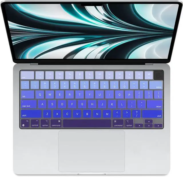 Alt view image 4 of 7 - Keyboard Cover Skin for 2026-2022 MacBook Air 13.6 inch 15.3 inch M5 M4 M3 Chip A3449 A3240 U.S Enter TPU Protector for MacBook Air 13'' 15'' M5 M4 M3 2026 2025 2024 Accessory (Ombre Blue)