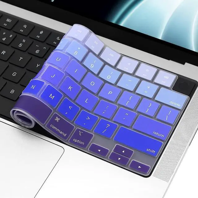 Alt view image 5 of 7 - Keyboard Cover Skin for 2026-2022 MacBook Air 13.6 inch 15.3 inch M5 M4 M3 Chip A3449 A3240 U.S Enter TPU Protector for MacBook Air 13'' 15'' M5 M4 M3 2026 2025 2024 Accessory (Ombre Blue)