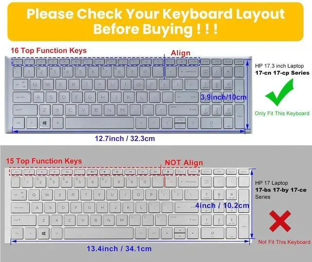 Alt view image 2 of 7 - 2PCS Keyboard Cover Skin for 2026 2025 HP 17.3 inch Laptop 17-cn 17-cp Series 17-cn3399nr 17-cp2199nr 17-cp2025dx 17-cp3047nr cp3077nr17-cp3155cl 17-cn5037nr 17t-cn500/cn400/cn300 17z-cp300/cp200