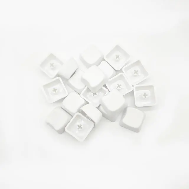 Alt view image 4 of 6 - Cats Head Shaped Keycap PBT Blank Keycaps Brown Series Cute Cat Keycaps 20pcs for MX switches Mechanical Keyboard (White)