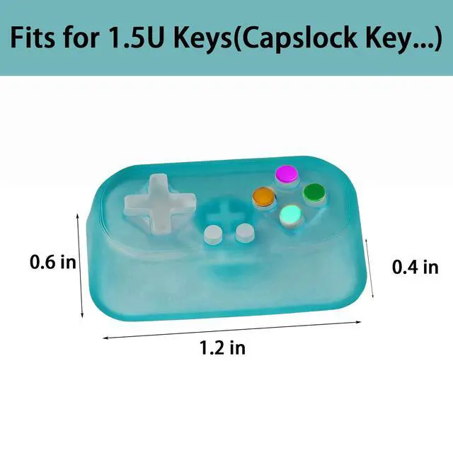 Alt view image 3 of 6 - Artisan Keycap, Custom Retro Game Controller Shaped Keys Cap for MX Mechanical Keyboard, Shine Through Resin Handmade Single Replacement for Capslock Key - Blue