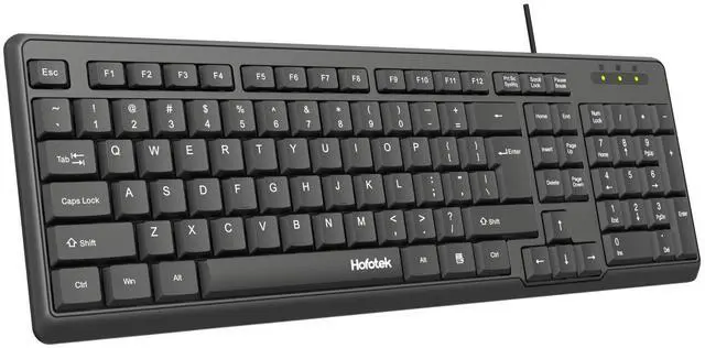 Main image of Wired Computer Keyboard, Full Size USB Quiet Keyboard with Number Pad,Slim Compact Soft Basic Laptop Keyboard for Windows PC Office Desktop (Black)