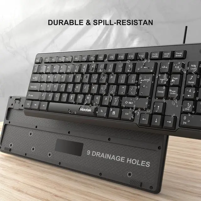 Alt view image 5 of 7 - Wired Computer Keyboard, Full Size USB Quiet Keyboard with Number Pad,Slim Compact Soft Basic Laptop Keyboard for Windows PC Office Desktop (Black)