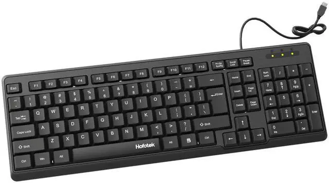 Alt view image 7 of 7 - Wired Computer Keyboard, Full Size USB Quiet Keyboard with Number Pad,Slim Compact Soft Basic Laptop Keyboard for Windows PC Office Desktop (Black)
