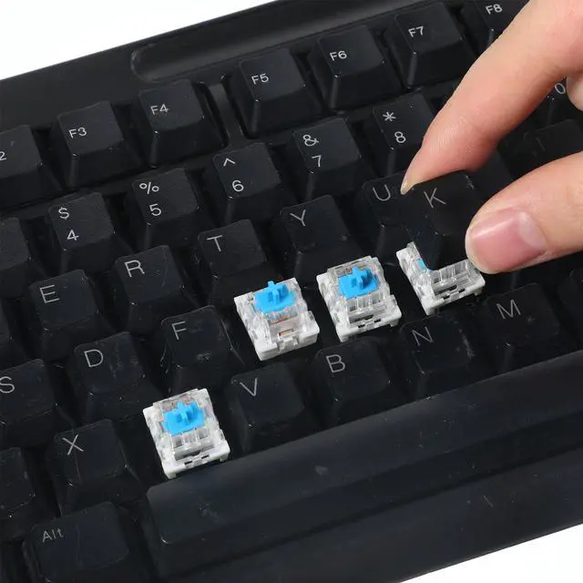Alt view image 5 of 7 - 50pcs Blue Mechanical Keyboard Switches, 3 Pin Clicky Keyboard Switches Puller Dustproof Waterproof Clicker with Remover Tool Key Accurate Typing for Repair DIY Builds Typing Gaming