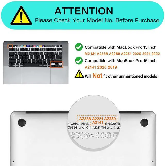 Alt view image 2 of 7 - Keyboard Cover Silicone Skin Compatible with MacBook Pro 13 inch M2 2023, 2022, 2021 2020 M1 A2338 A2289 A2251 & Compatible with MacBook Pro 16 inch 2020 2019 A2141 Touch ID, Colorful Clouds