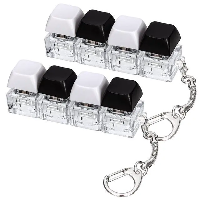 Main image of 2 PCS Keyboard Fidget Toy, 4-in-1 Keyboard Button Clicker Keychain, Push Bubble Sensory Fidget Toys for Kids Adults to Relief Pass Time (Black White)