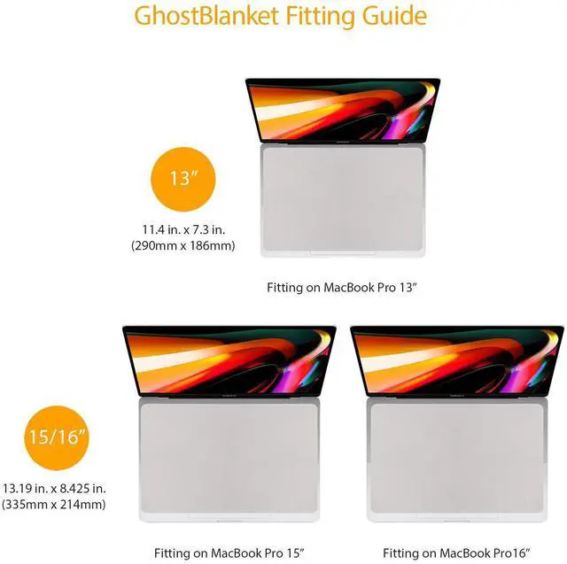 Alt view image 2 of 7 - GhostBlanket Screen Keyboard Imprint Protection Microfiber Liner and Cleaning Cloth 13" Compatible with MacBook Pro 13"/14", MacBook Air 13"/15", MacBook Neo 13"