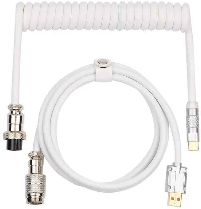 Main image of Puff Aviator Coiled USB Cable, Type C Detachable Mechanical Gaming Keyboard Cable for Win/Mac/Gamers, Suitable for RT100/TH68 PRO/TH80 PRO/TH96/TH80 SE/CIDOO V65. etc(Puff White)