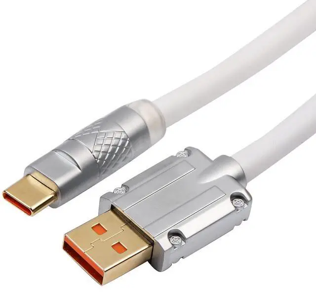 Alt view image 6 of 7 - Puff Aviator Coiled USB Cable, Type C Detachable Mechanical Gaming Keyboard Cable for Win/Mac/Gamers, Suitable for RT100/TH68 PRO/TH80 PRO/TH96/TH80 SE/CIDOO V65. etc(Puff White)