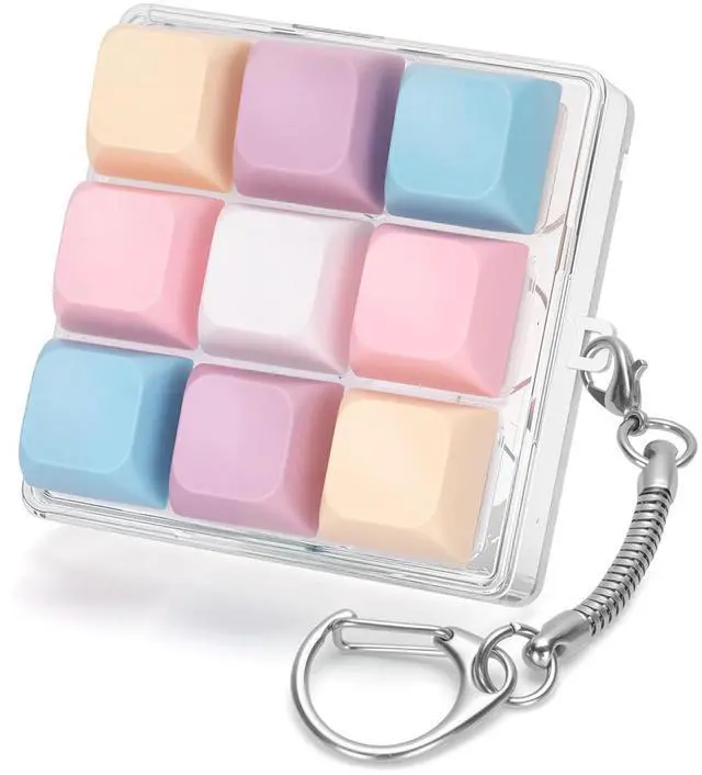 Main image of Colorful Keyboard Fidget Toys for Adults Mechanical Button Keyboard Clicker Keychain for Work Stress Relief Anxiety (9IN1-Style B)