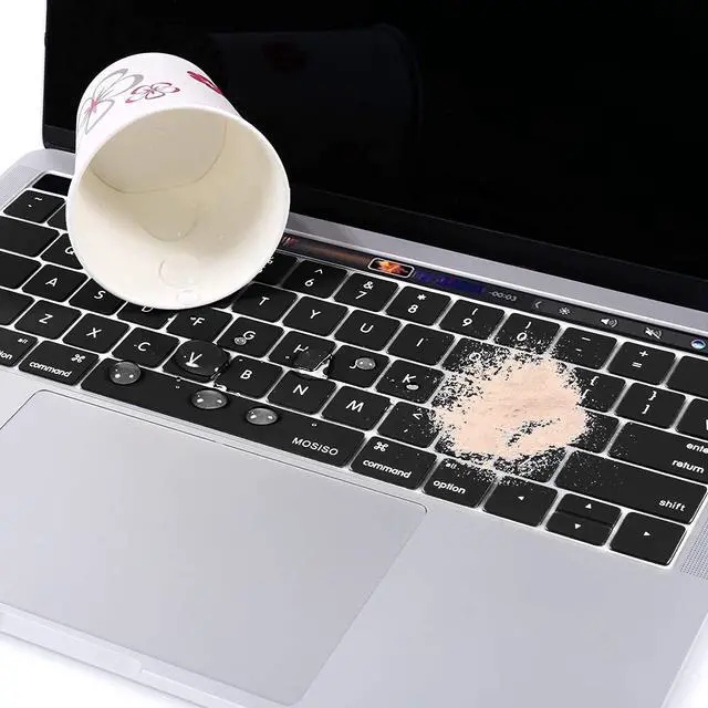 Alt view image 6 of 7 - Keyboard Cover Compatible with MacBook Pro with Touch Bar 13 and 15 inch 2019 2018 2017 2016 (Model: A2159, A1989, A1990, A1706, A1707), Silicone Skin Protector, Black