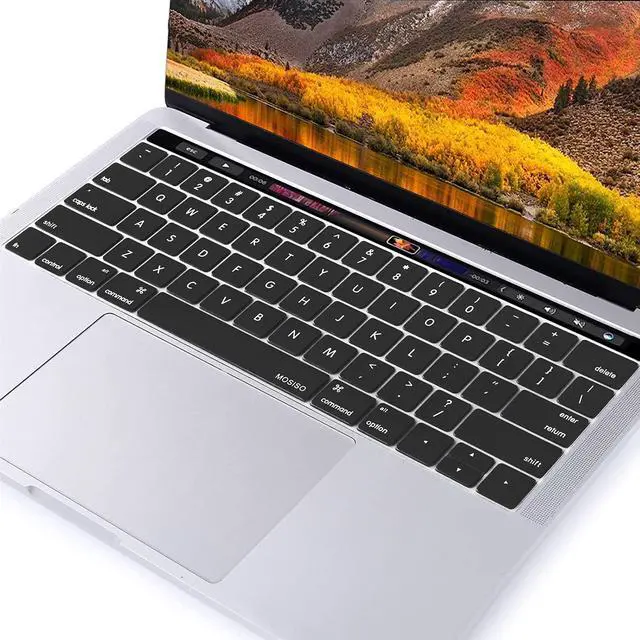 Alt view image 7 of 7 - Keyboard Cover Compatible with MacBook Pro with Touch Bar 13 and 15 inch 2019 2018 2017 2016 (Model: A2159, A1989, A1990, A1706, A1707), Silicone Skin Protector, Black