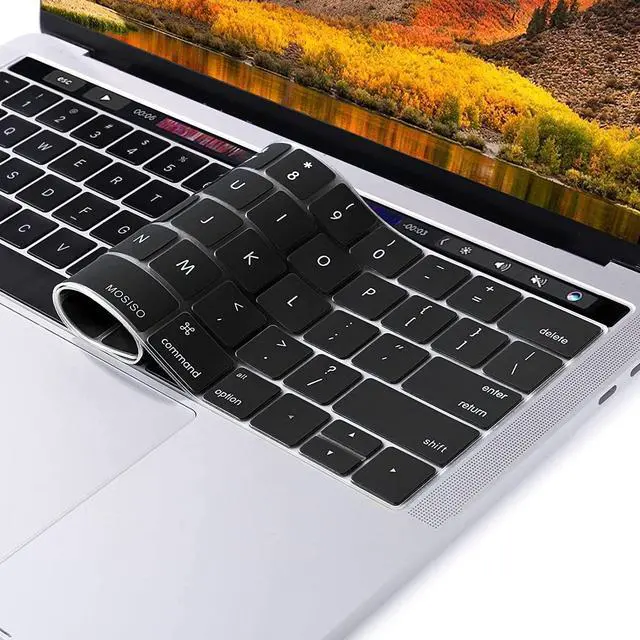 Alt view image 4 of 7 - Keyboard Cover Compatible with MacBook Pro with Touch Bar 13 and 15 inch 2019 2018 2017 2016 (Model: A2159, A1989, A1990, A1706, A1707), Silicone Skin Protector, Black