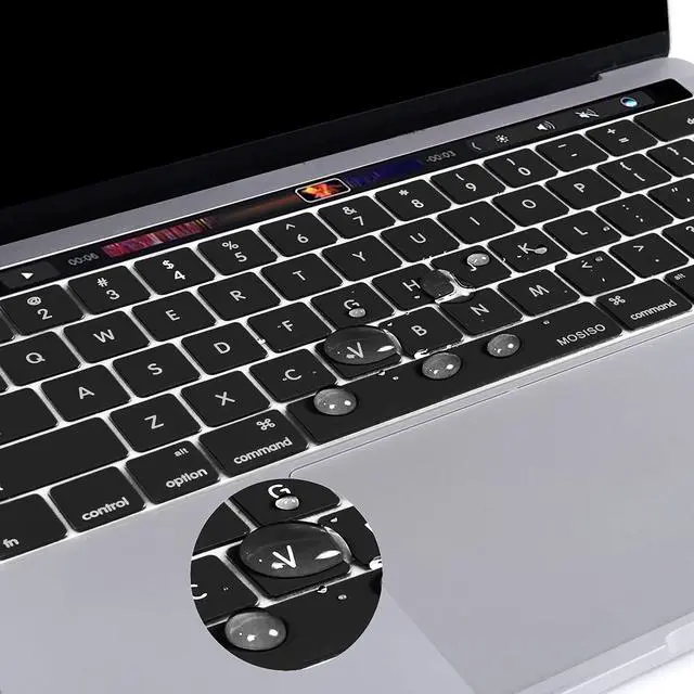 Alt view image 5 of 7 - Keyboard Cover Compatible with MacBook Pro with Touch Bar 13 and 15 inch 2019 2018 2017 2016 (Model: A2159, A1989, A1990, A1706, A1707), Silicone Skin Protector, Black