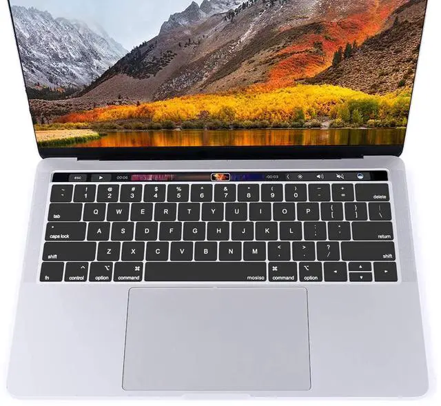 Alt view image 3 of 7 - Keyboard Cover Compatible with MacBook Pro with Touch Bar 13 and 15 inch 2019 2018 2017 2016 (Model: A2159, A1989, A1990, A1706, A1707), Silicone Skin Protector, Black