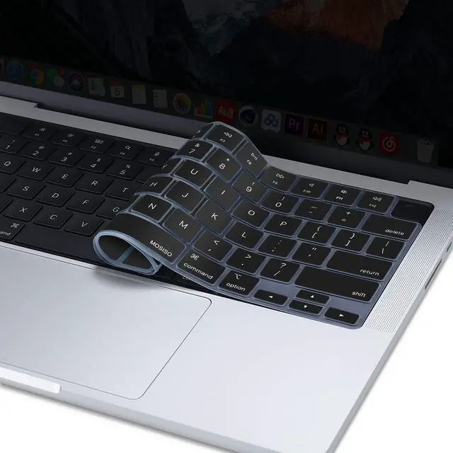 Alt view image 7 of 7 - Keyboard Cover Skin Compatible with MacBook Air 15 inch M3 A3114 M2 A2941/Air 13.6 A3113 A2681/Pro 14/16 M4 M3 M2 M1, Black