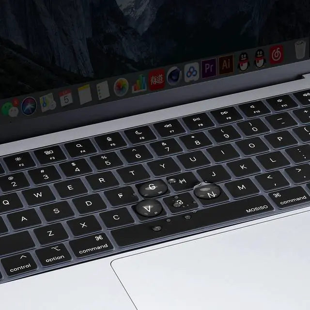 Alt view image 6 of 7 - Keyboard Cover Skin Compatible with MacBook Air 15 inch M3 A3114 M2 A2941/Air 13.6 A3113 A2681/Pro 14/16 M4 M3 M2 M1, Black