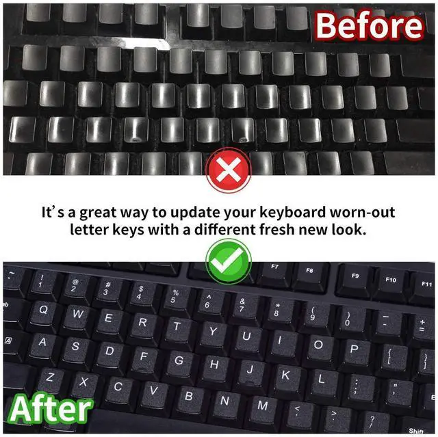 Alt view image 4 of 7 - English Keyboard Stickers, 2 Pack Replacement Keyboard Letters Sticker with White Font on Black Background Universal for Computer Laptop Desktop, Matte Alphabet Stickers