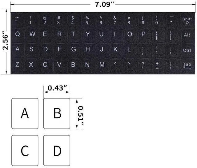 Alt view image 6 of 7 - English Keyboard Stickers, 2 Pack Replacement Keyboard Letters Sticker with White Font on Black Background Universal for Computer Laptop Desktop, Matte Alphabet Stickers