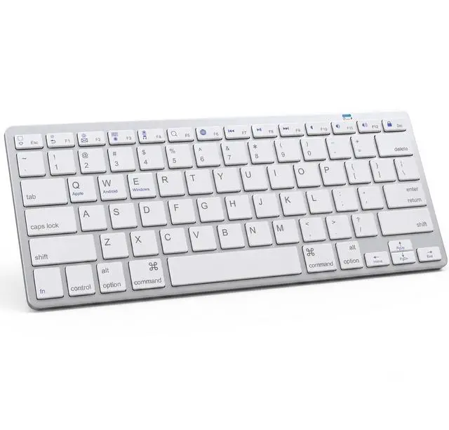 Main image of Multi-Device Bluetooth Keyboard for Mac, iPad, iPhone & Windows - Wireless for iPad Pro 12.9/11, Air, Mini, MacBook, Surface, Android Tablet - Switch 3 Devices, Auto-Reconnect, White