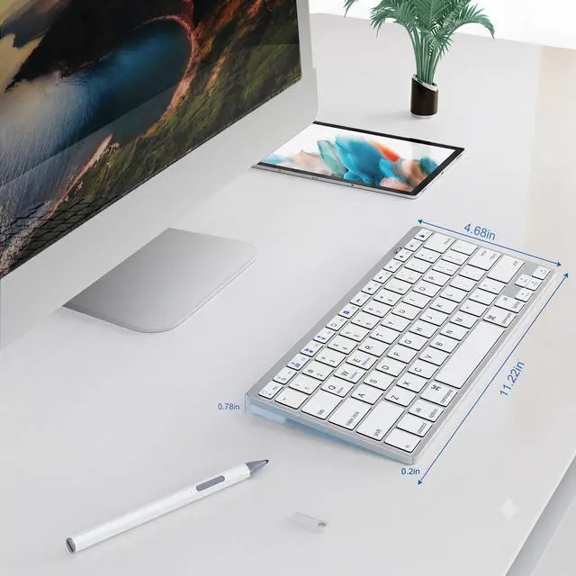 Alt view image 3 of 7 - Multi-Device Bluetooth Keyboard for Mac, iPad, iPhone & Windows - Wireless for iPad Pro 12.9/11, Air, Mini, MacBook, Surface, Android Tablet - Switch 3 Devices, Auto-Reconnect, White