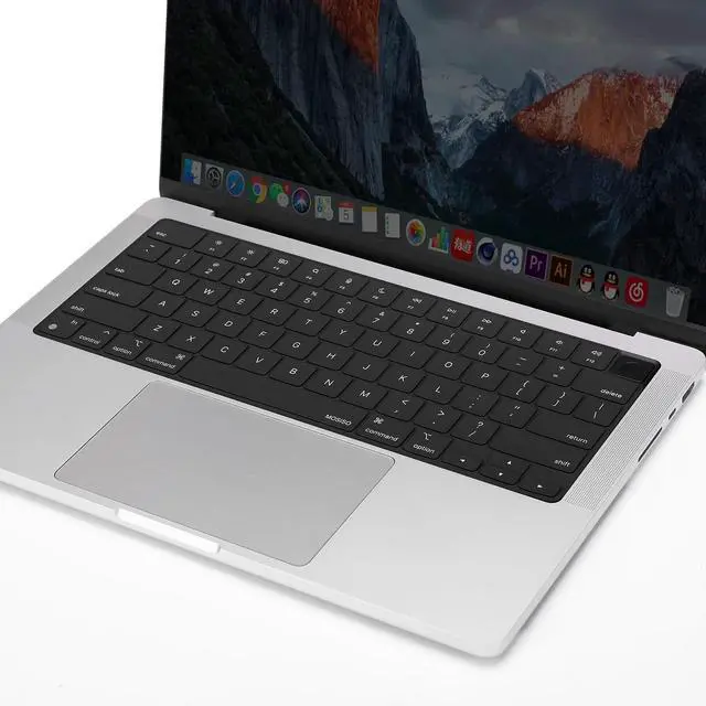 Alt view image 5 of 7 - Keyboard Cover with Solid Texture Compatible with MacBook Air 15 inch M3 A3114 M2 A2941/Air 13.6 A3113 A2681/Pro 14/16 M4 M3 M2 M1, Black