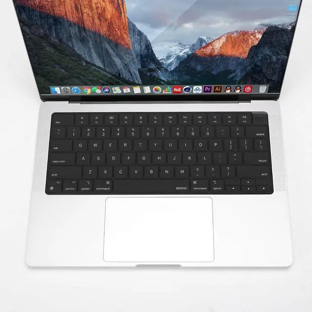 Alt view image 3 of 7 - Keyboard Cover with Solid Texture Compatible with MacBook Air 15 inch M3 A3114 M2 A2941/Air 13.6 A3113 A2681/Pro 14/16 M4 M3 M2 M1, Black